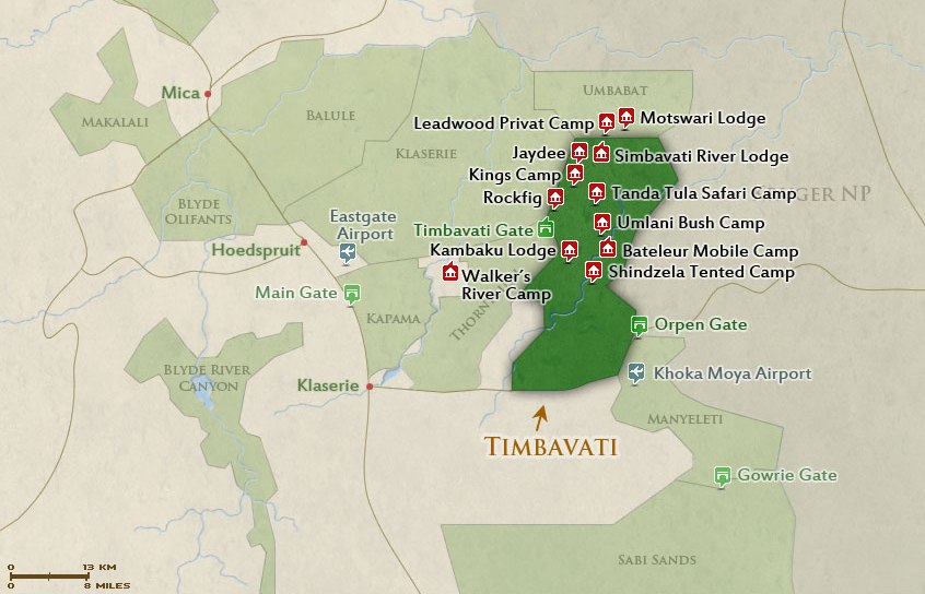 Timbavati Nature Reserve map lodges bookings